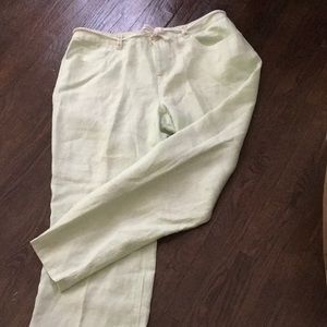 SO Blue Sigrid Olsen Light Spearmint Linen PINK Summer Cruise Beach Pants 10P